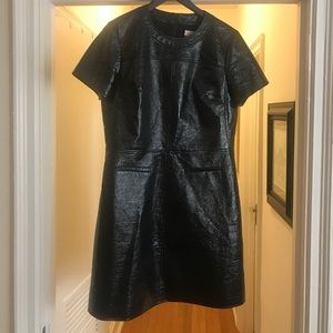 Patent vegan leather mini dress
